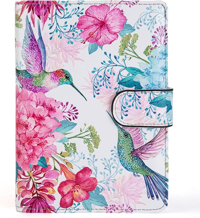 Passport Holder for Travel Essentials, RFID Blocking Passport Wallet Cover with Magnetic Closure, Passport Book Holders for Women and Men (Flowers and Hummingbirds)