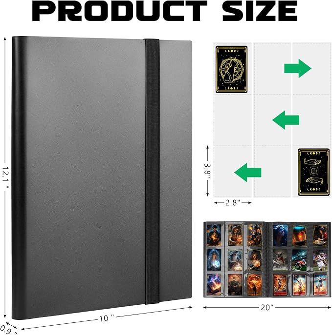 Lzerking 2 Pack 9 Pockets Trading Card Binder, Black, 40 Sheets, 720 Cards, Baseball, Football, Basketball, K-pop Photocard