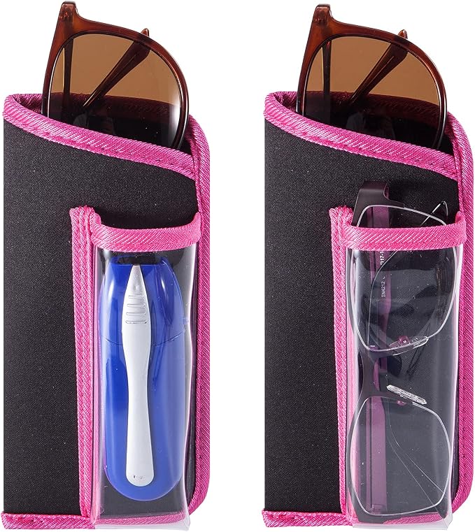 TRIUMPH VISION Reading Glasses Pouch Eyeglass Sleeve Soft Case Slim 3 Pack | Alternative to Bulky Case Lightweight，Neoprene Lined Padded Protect Optical lens Slip in, Cute Pattern Portable for Daily Use
