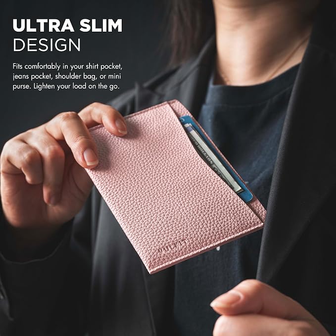 VULKIT Passport Cover Ultra Slim Design Leather Passport Sleeve RFID Blocking with 2 Card Slots, Anti-Theft Travel Essentials