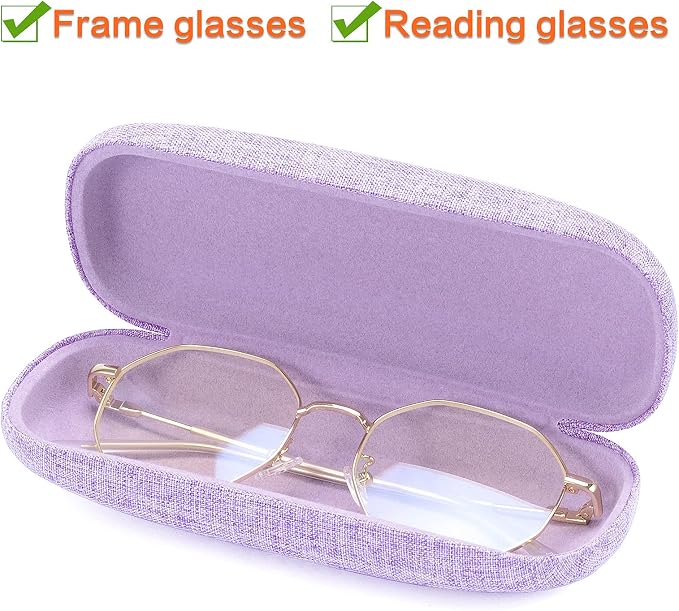 Vemiss Hard Shell Sunglasses Case, Large Linen Fabric Protective Glasses Case for Men Women