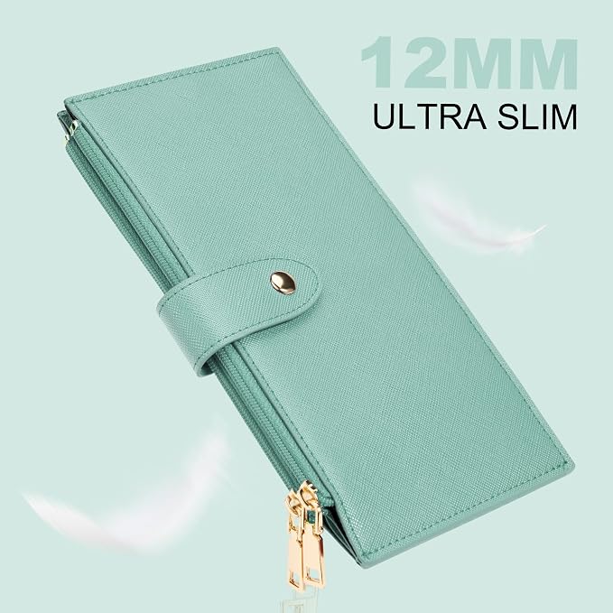 Travelambo RFID Wallet Women Large Size Bifold Multi Card Wallet Case with Zipper Pocke Credit Card Holder for Women