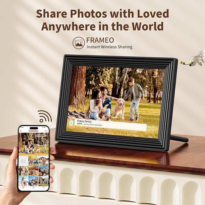 Digital Picture Frame,10.1 Inch Frameo Digital Photo Frame, 1280x800 IPS LCD Touch Screen,16GB, Supports SD Cards,Share Happy Moments Instantly via Frameo App from Anywhere,Best Gifts for Your Loves