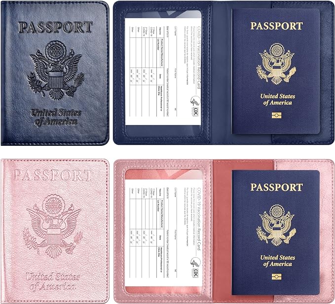 Eoehro Passport Holder for Travel Essentials-2Pack, Passport Wallet Cover Case for Travel Must Haves Accessories,Passport Book Holders for Women and Men