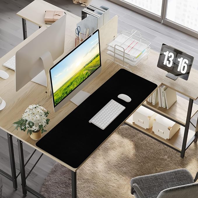 Leather Desk Pad Mat, Large Black Desk Mat, 47.2" x 16.9" | Non-slip and Waterproof Computer Mat, Desk Protector for Office/Home, Desk Accessories