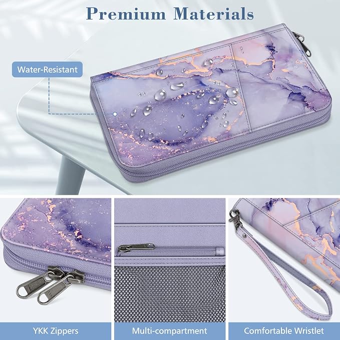FINTIE Family Passport Holder Wallet Travel Document Organizer Clutch Bag | RFID Blocking Credit Cards Case Cover for Women Men