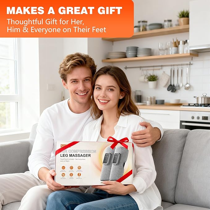 Cordless Leg Massager with Heat for Daily Pain & Comfort Use, Calf Massager with Adjustable Wraps, 3 Modes & 3 Intensities, Useful Gift for Men, Athletes & Seniors, Relaxation Gifts for Women