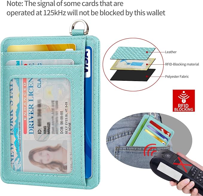 Slim Minimalist Front Pocket Wallet, RFID Blocking Credit Card Holder Wallet with Detachable D-Shackle for Men Women