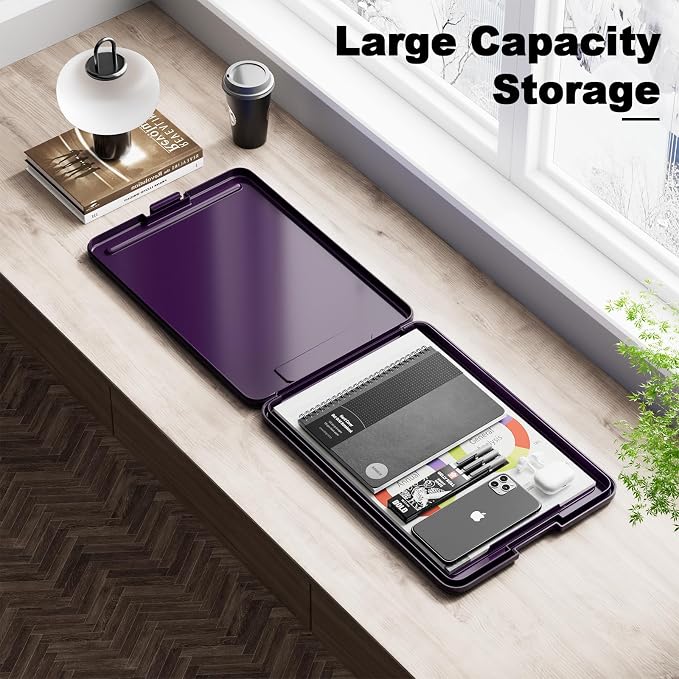 Hongri Clipboard with Storage, 8.5 x 11 Clip Board Foldable, Dark Purple | Bottom Opening, Size 13.4 x 9.4 X 0.9 in for Nurses, Teacher, Students, Classroom, School & Office Supplies
