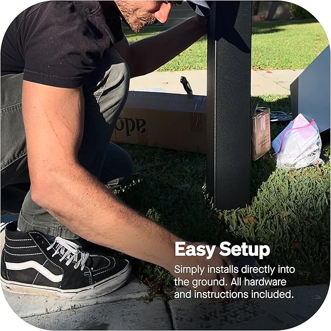 adoorn 51” Mailbox Post - In Ground Mailbox Posts for Outside, Heavy Duty Metal Mailbox Post for Use with Post Mount Mailbox - Black
