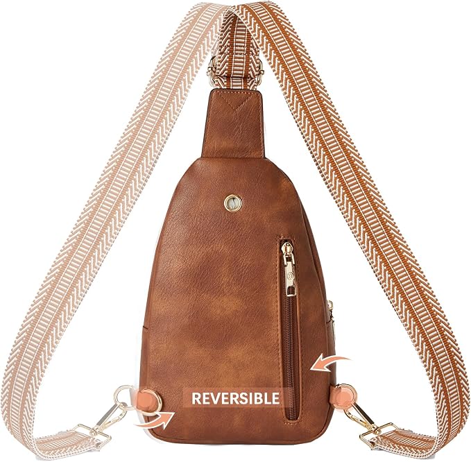 BOSTANTEN Sling Bag for Women Leather Crossbody Bags Fanny Pack Chest Bag for Travel | Adjustable Wide Strap, Small, Anti Theft, Lightweight, Multi Pockets and Carrying Way, Card Slot, Cute Trendy for Everyday