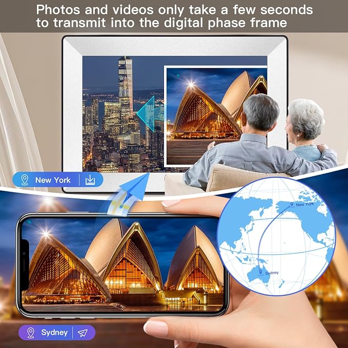 Frameo 10.1inch Digital Picture Frame WiFi Smart Digital Photo Frame 1280 * 800 IPS HD Touch Screen,16GB Memory Auto-Rotate,Share Photos/Videos Instantly via Frameo App from Anywhere