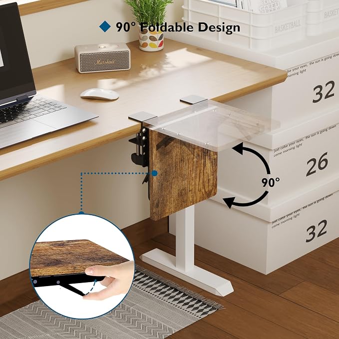 BONTEC Ergonomic Desk Extender Tray, 9.5"x9.1" Table Mount Arm Wrist Rest Shelf, 90° Foldable Elbow Support, Clamp on Computer Arm Rest for Desk, Office & Home Use, Durable & Easy to Install | 90°Foldable Elbow Support, Table Mount Arm, Clamp on Comput...