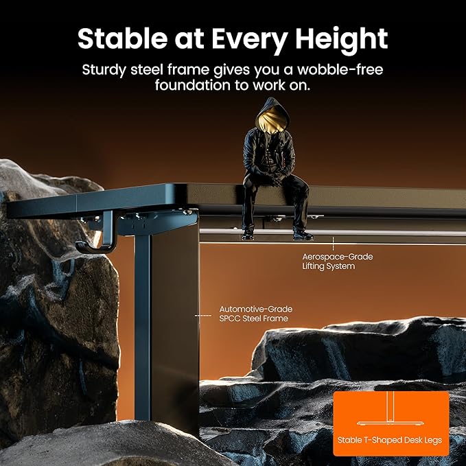 ErGear Height Adjustable Electric Standing Desk, 63 x 24 Inches Sit Stand up Desk, Memory Computer Home Office Desk, Black