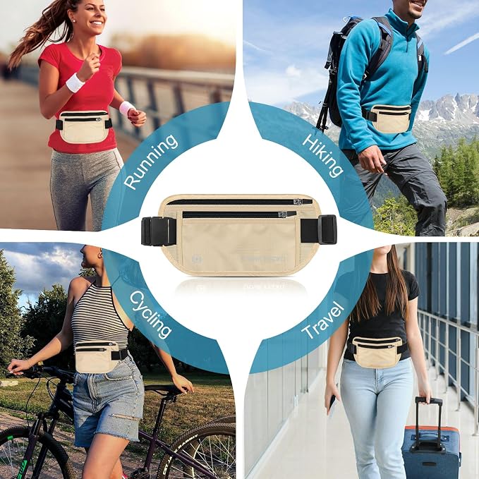 travel inspira RFID Blocking Hidden Money Belt | Dual Zipper Storage