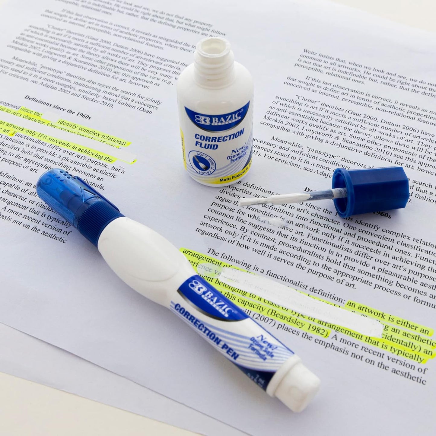 BAZIC Metal Tip Correction Pen & Correction Fluid (2/Pack) (Case of 144)