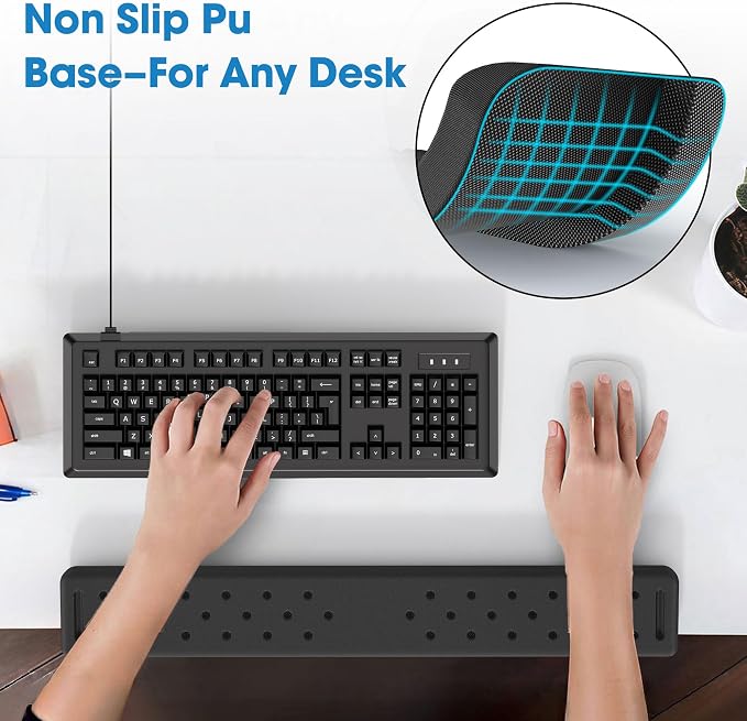 MEKASS L-Shaped Desk Long Elbow Pad for Desk, Memory Foam Elbow Support Padding with Non-Slip, Ergonomic Desk Edge Cushion, Wrist Comfort Support for Office Home 1 Pcs (Dimple Black)