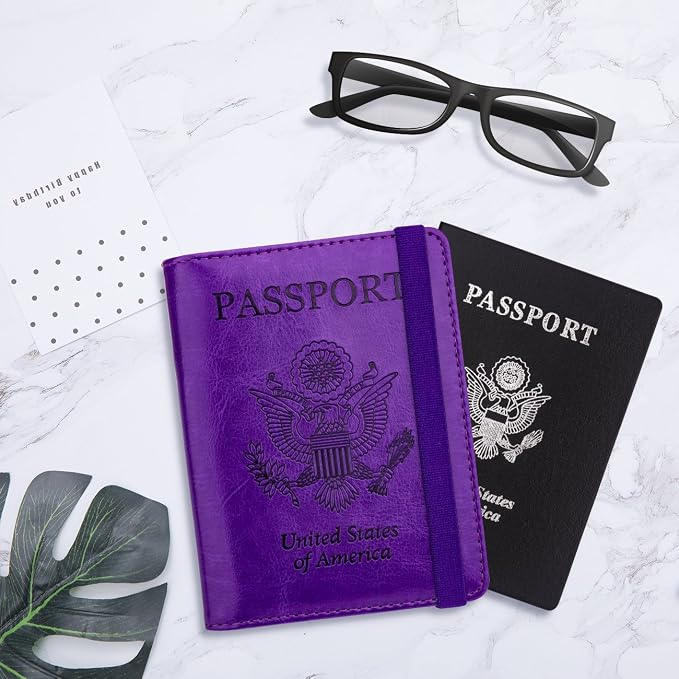 WALNEW Passport Holder for Travel, RFID Passport Wallet, Travel Essentials | PU Leather Passport Cover Case with Pen Holder, Travel Must Haves Accessories, Passport Book Holder for Women