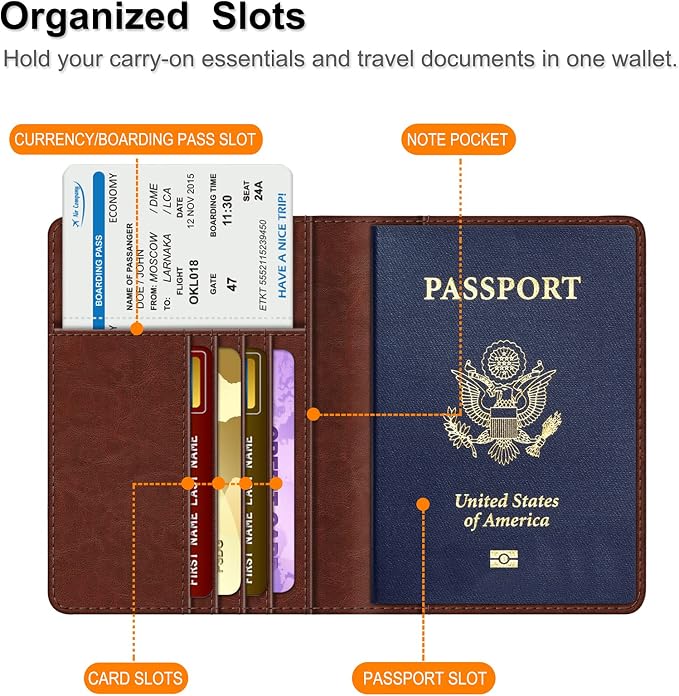 FINTIE Passport Holder, Slim Travel Wallet RFID Blocking Card Case Cover | Passport Cover Protector Essentials with Credit Card Slots, For Women/Men