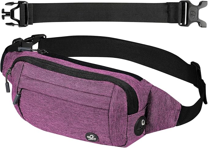WATERFLY Small Fanny Pack Crossbody Lightweight Waist Bag for Woman Man | Adjustable extender strap, Slim compact, Water-resistant durable material, Breathable back pad, Multi-scene for travel, daily