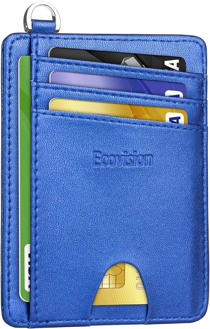 Slim Minimalist Front Pocket Wallet, RFID Blocking Credit Card Holder Wallet with Detachable D-Shackle for Men Women