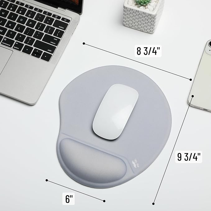 Mr. Pen- Ergonomic Mouse Pad with Wrist Rest | Light Gray Breathable Fabric with Memory Foam Cushion, Non-Slip Rubber Base, Gel Mouse Pad with Wrist Support