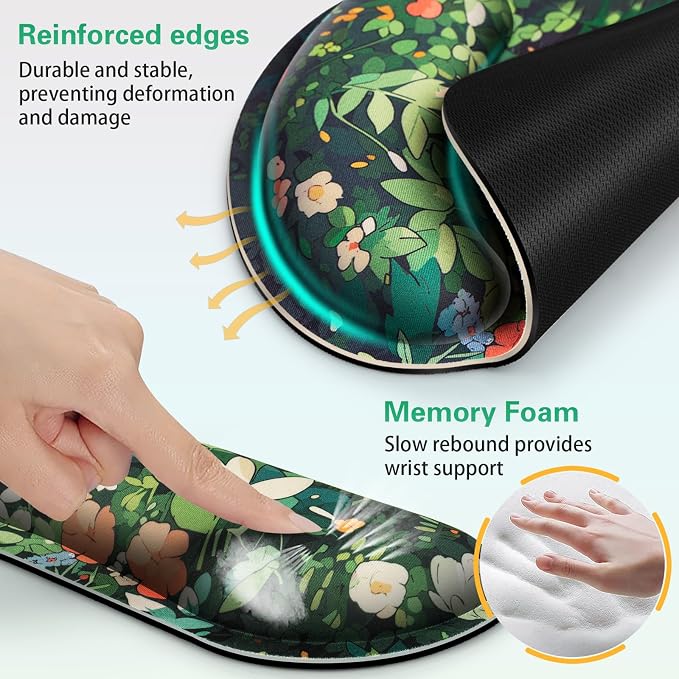 Ergonomic Keyboard Wrist Rest, Mouse Pad with Wrist Rest Anime | Cat Gaming Mousepad with Wrist Support, Memory Foam Wrist Rest Set for Computer Keyboard, Funny Cute Office Desk Accessories