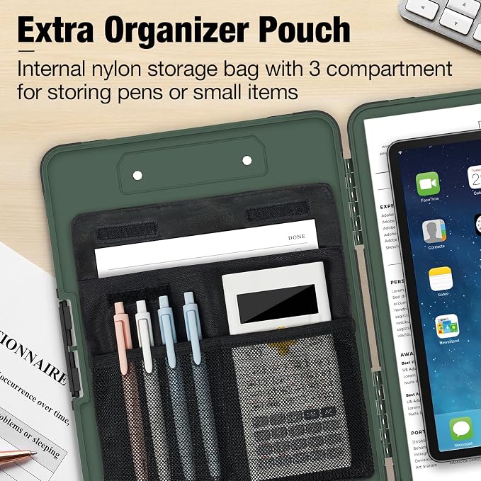 Sooez Toughest Clipboard with Storage, Internal Pen Pouch Included, Letter/ A4 Size, Shockproof Heavy Duty Plastic Clip Boards 8.5x11”, High Capacity Clipboards Box Case for Contractor Trucker Driver