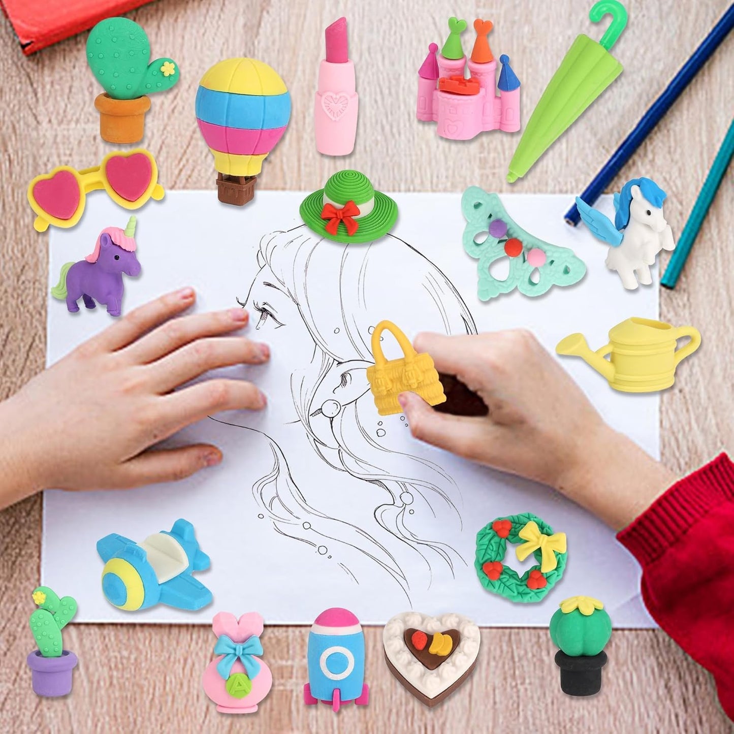 72 Pcs Erasers for Kids, Mini Pencil Eraser Bulk Classroom Prizes, Fun Puzzle Erasers for Girl Preschool Elementary Student, Back to School Supplies