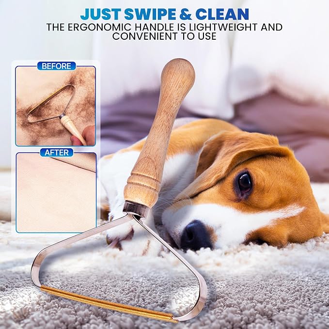 2-Pack Pet Hair Removal Tool, Lint Remover, Carpet Scraper & Shaver for Clothes and Carpets, Dog & Cat Hair Remover with Carpet Rake for Cars, Rugs, Sofas, and Furniture