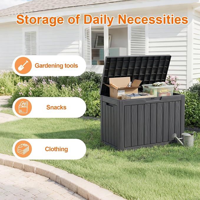 50 Gallon Package Delivery Boxes for Outside, Package Delivery Box with Lockable Secure, Waterproof for Garden, Backyard, Patio & Lawn, Black