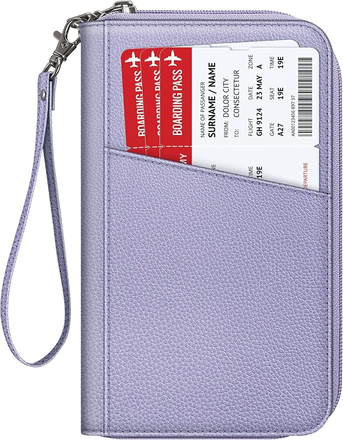 FINTIE Family Passport Holder Wallet Travel Document Organizer Clutch Bag | RFID Blocking Credit Cards Case Cover for Women Men