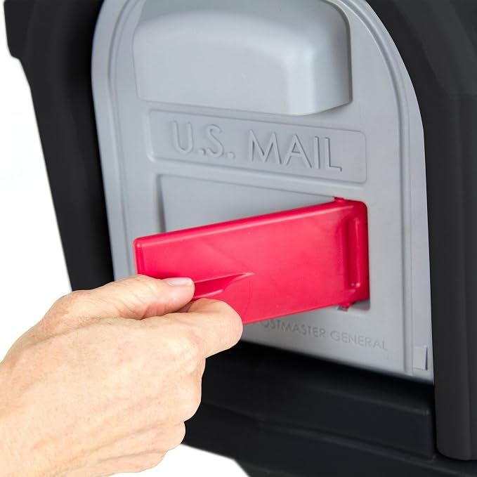Simplay3 Classic Plastic Residential Mailbox & Post Mount Combo Kit with 2 Access Doors - Light Gray/Dark Gray