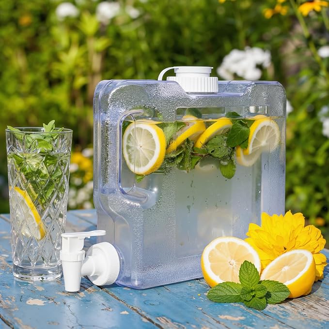 Funnymoom 6 Pcs Drink Water Dispenser for Fridge 0.8 Gallon Beverage Dispenser with Spigot Plastic Reusable Refrigerator Water Dispensers Waters Jug Container for Party Outdoors Camping Hiking Home
