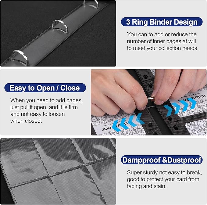 Card Binder – 720 Capacity, Zippered Trading Card Holder for MTG, Sports & Collectible Cards – Acid-Free, Durable & Travel-Friendly Storage (Blue, 9 Pocket)