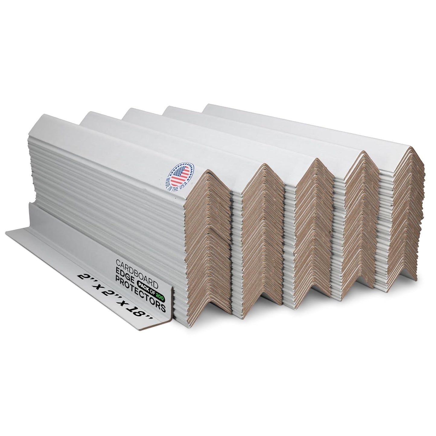 IDL Packaging 2” x 2” x 18” Cardboard Edge Protector (Pack of 200) - Corner Protectors for Shipping, Storage, & Moving – Reinforced Corner Guard Protection for Pallets, Wall Corners, & Furniture