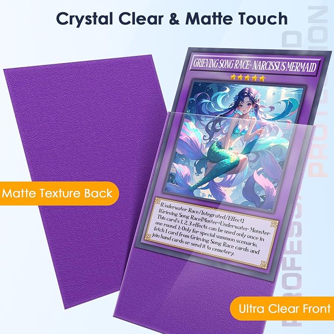 500 Pcs Card Sleeves for Trading Card, Matte Card Sleeves Deck Card Protectors Compatible with Baseball Cards, Sports Cards, Game Cards (Purple)