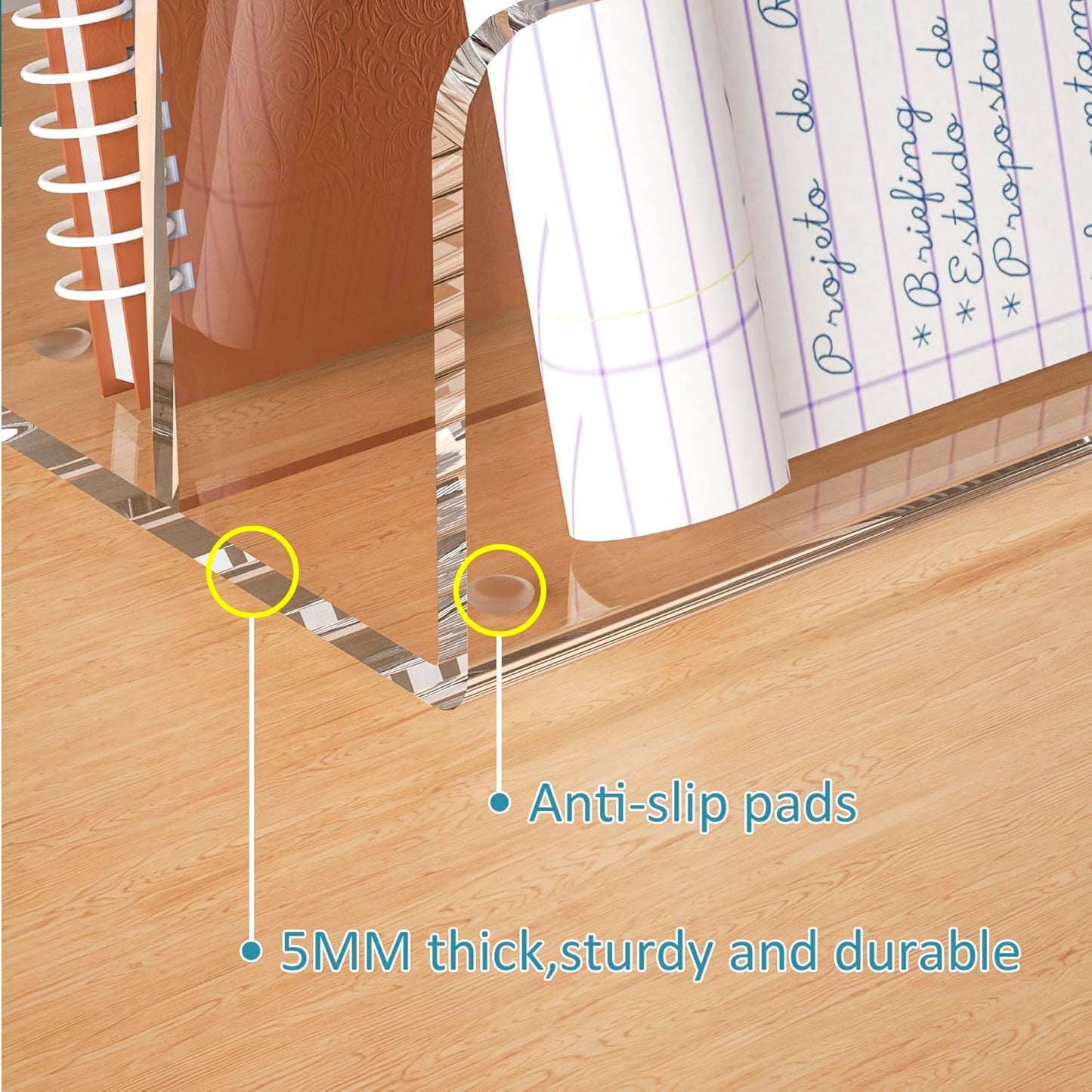 Acrylic File Holder 2 Compartment, Clear Desk File Organizer, Office Magazine File Folder Organizer