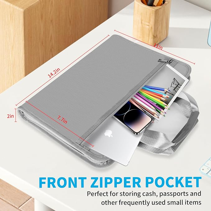 Important Document Organizer with Lock, Fireproof Accordion File Organizer | 13 Pockets Expanding File Folder with Handle & Labels, Portable Travel Business Binder Papers Organizer for Letter A4 Files