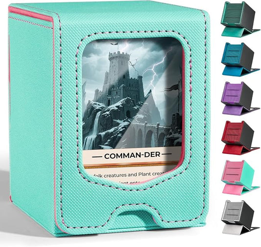 Fabmaker Deck Box Compatible with MTG Commander, (patent Pending) Magnetic Trading Card Storage Box with Comman-der, Fits 100 Double-Sleeved Cards, Card Box Compatible with Magic the Gathering