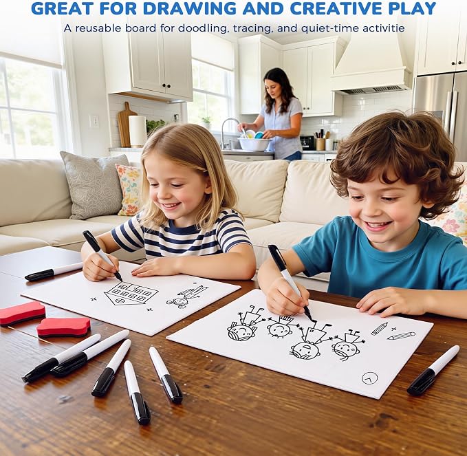 GAMENOTE 24 Pack Magnetic Dry Erase Lap Boards, Lined and Blank, 9 x 12 in | 24 pack double sided 9 x 12 boards pair a lined side with a blank side for reusable writing practice
