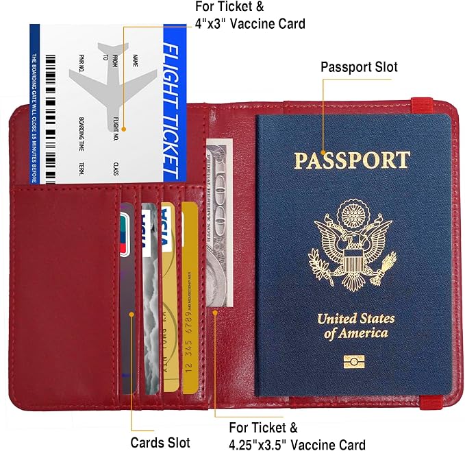 Premium Passport Holder for Travel RFID Blocking Passport Cover Slim | Passport Cover for Women Men Leather US Passport Wallet Case for Travel Passport Book Cover Travel Document Organizer Carrier