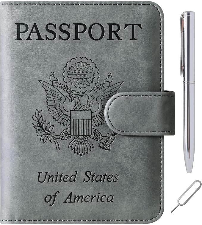 LOHASLIFE Passport Holder for Travel Essentials, Passport Cover Wallet | Leather Rfid Blocking Card Case, Travel Accessories, Vacation Luggage Must Haves, for Men Women
