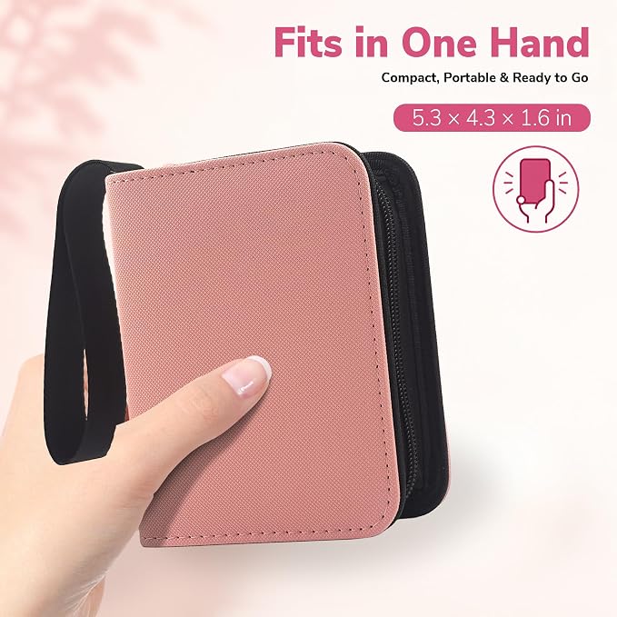 1 Pocket Card Binder with Zipper, 100 Pockets Mini Trading Card Album, Premium PU Leather Single Card Binder, Small Display Folder for TCG & Sports Cards