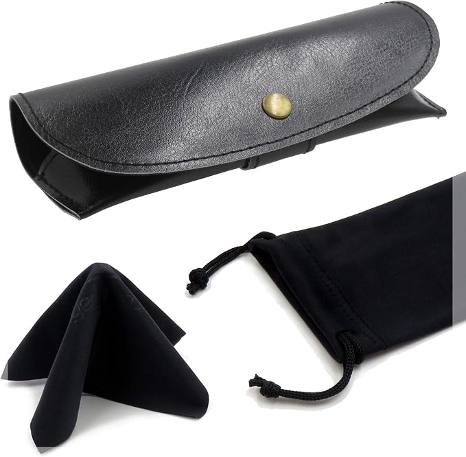 MyEyeglassCase Men Small Glasses case - Eyeglasses Hard Shell Holder Pouch & Cloth-Reading Slim & Narrow Case Heavy Duty