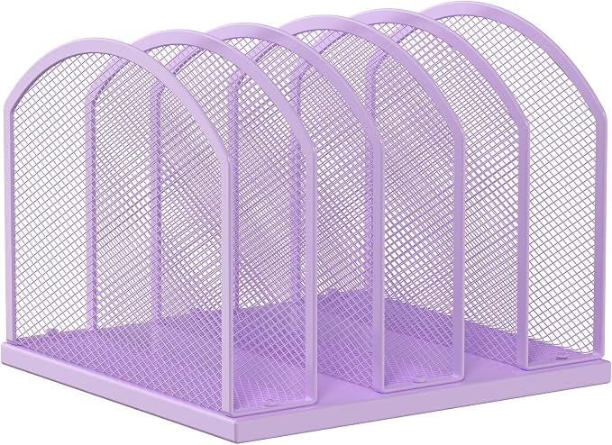 Gawerk 5-Section Vertical Desktop Organizer, 6-Section Mesh File Folder Stand Sorter for Office Home Classroom Organization