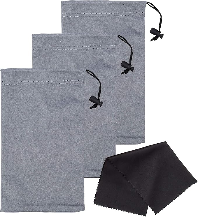 Mamlyn Premium Quality Microfiber Sunglasses Pouch With Spring Fastener