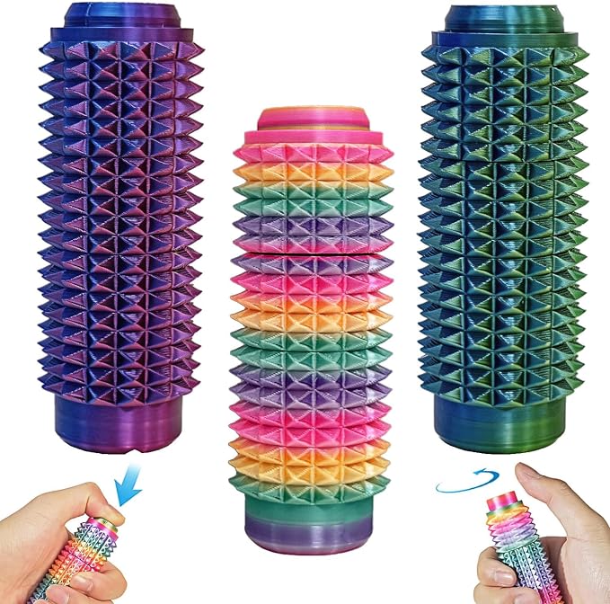 3PCS Little Ouchies Fidget ,Pain Stim Fidgets with Clicker Button and Spinner, for Anxiety and Stress Reduction,Portable Stress Relief Spiky Fidget Keychain