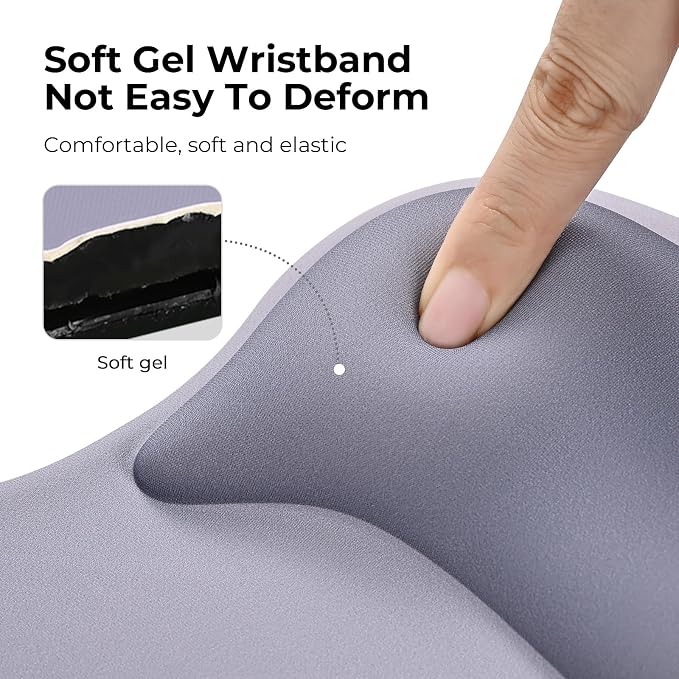 EooCoo Mouse Pad with Gel Wrist Rest, Ergonomic Mousepad Wrist Alignment | Middle Concave Design for Natural Wrist Alignment, Non-Slip Base Mousepad, Carpal Tunnel Relief, Office Desk Accessories