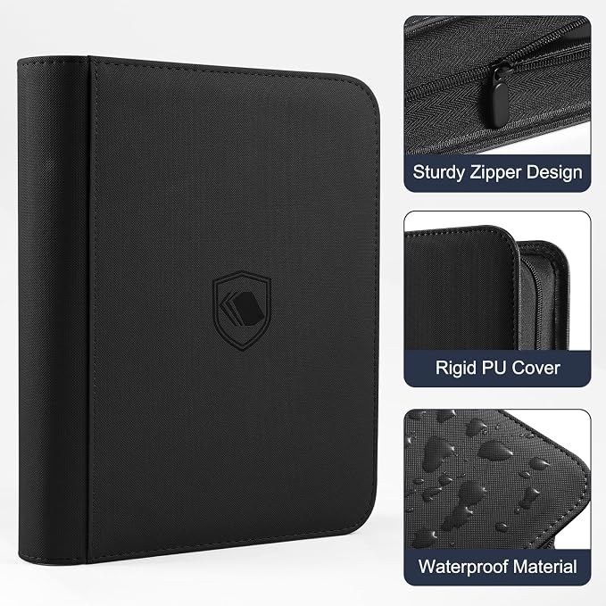 Toploader Binder, Holds 160 Toploaders, 100 Toploaders INCLUDED, 4-Pocket PU Cover Top Loader Binder for 3" x 4" Rigid Toploader, Ringless Double-Sided Toploader Card Binder for TCG, Sport Cards